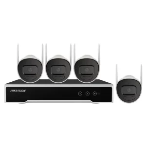 kit de monitoreo hikvision (1 nvr wi-fi de 4 canales + 4 camaras wi-fi de 2 mp).